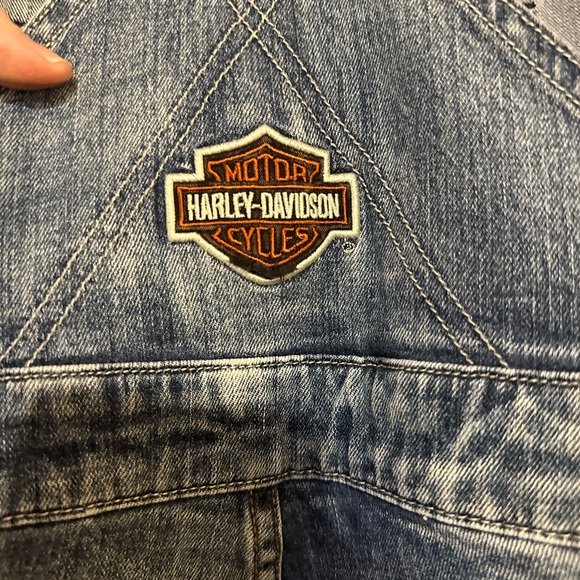 Vintage Harley-Davidson flare Blue Denim overalls - Picture 5 of 9